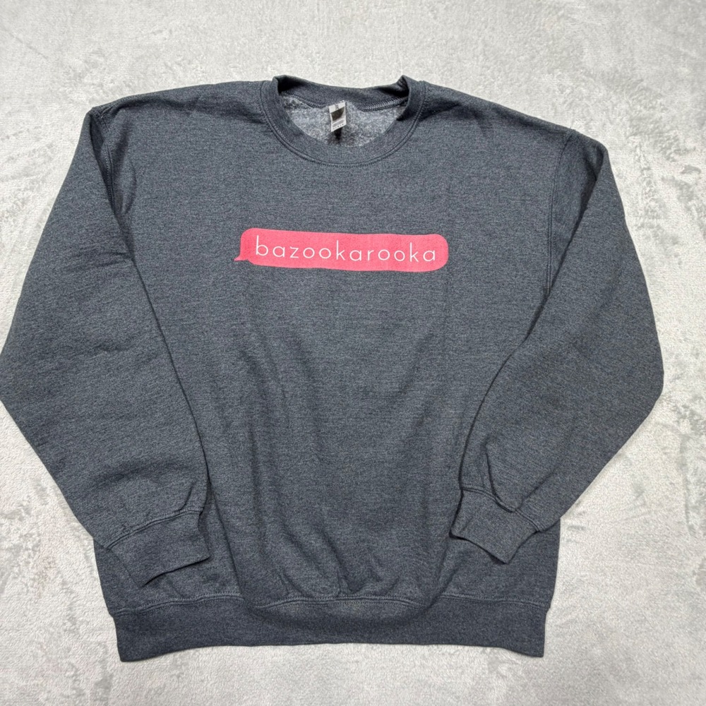 Gildan Bazookarooka Graphic Sweatshirt Size L Gray Cotton Blend‎ Pullover